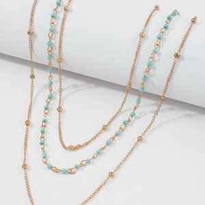 5/$35 BUNDLE DEAL Gold Tone Layered Beaded Necklace NEW